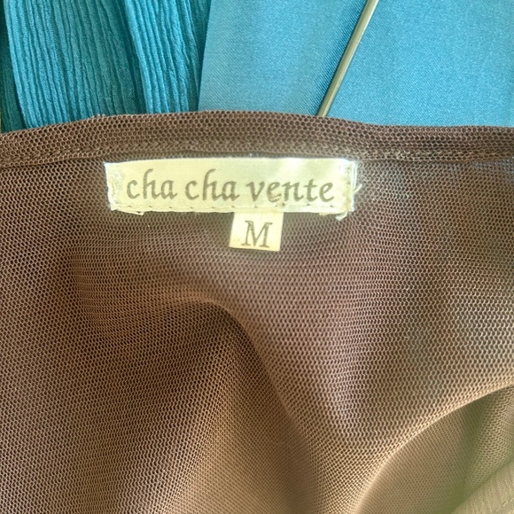 Cha Cha Vente Brown Crepe Flowy Top with Sequin Band Around Waist Size M - Picture 5 of 5